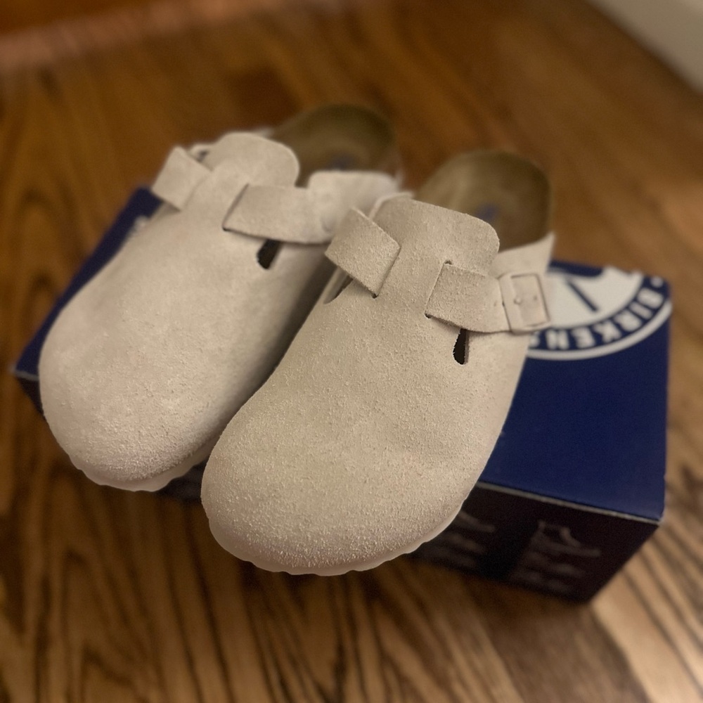 Antique white Boston Birkenstocks